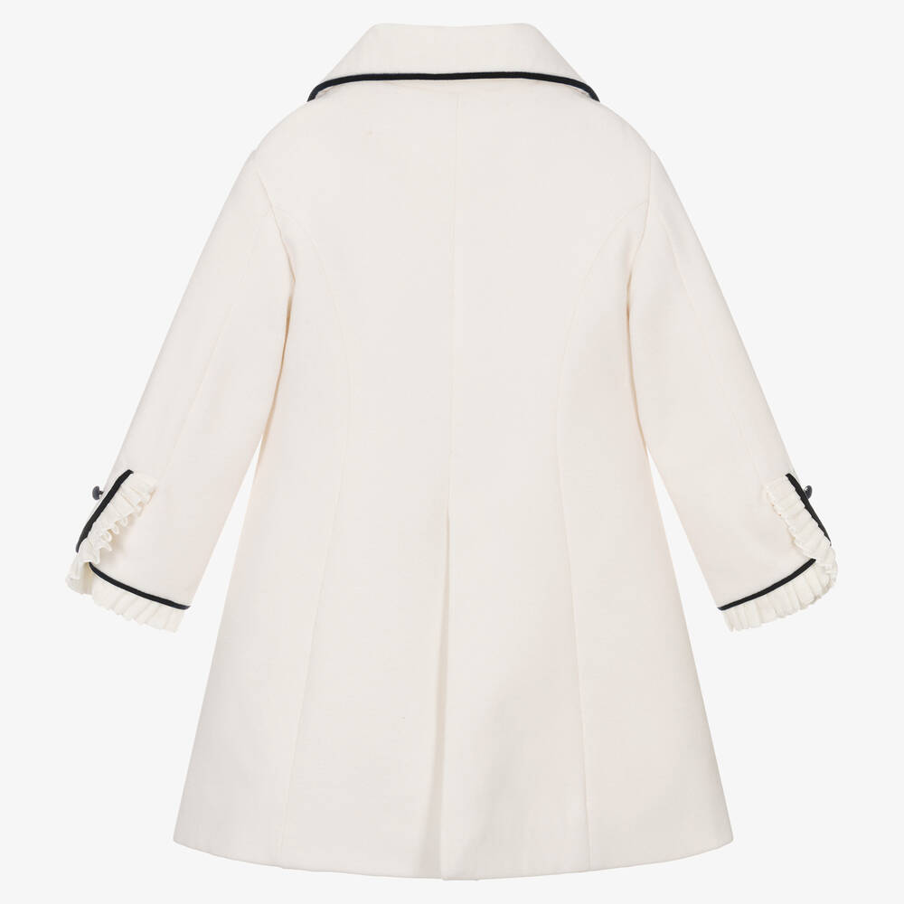 Piccola Speranza-Girls Ivory Collared Coat  | Childrensalon Outlet