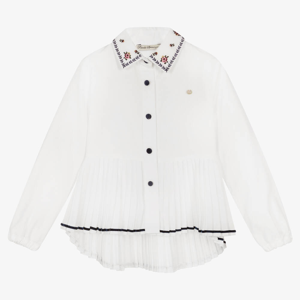 Piccola Speranza - Кремовая хлопковая блузка для девочек | Childrensalon
