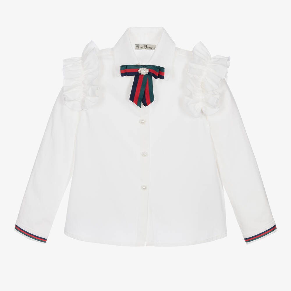 Piccola Speranza - Кремовая хлопковая блузка с рюшами | Childrensalon