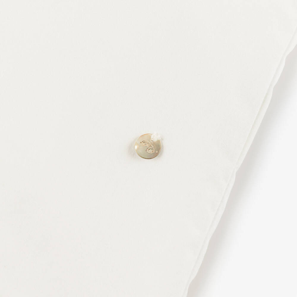 Piccola Speranza-Girls Ivory Cotton Ruffle Blouse with Pink Tweed Buttons | Childrensalon Outlet