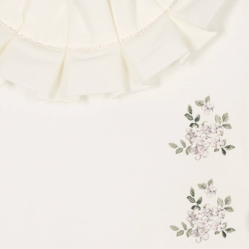 Piccola Speranza-Girls Ivory Cotton Ruffle Top | Childrensalon Outlet