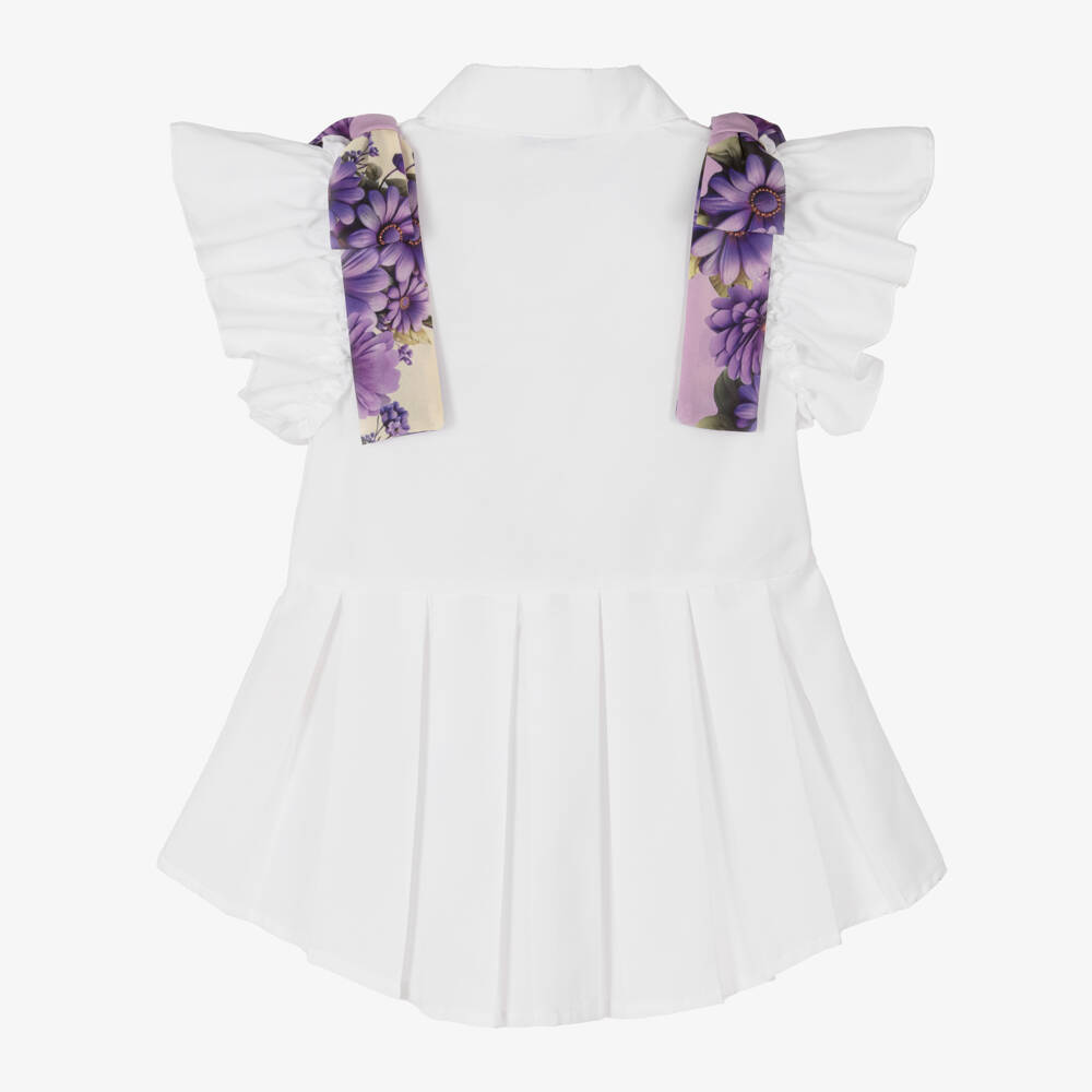 Piccola Speranza-Girls Ivory & Daisy Chiffon Bow Blouse | Childrensalon Outlet