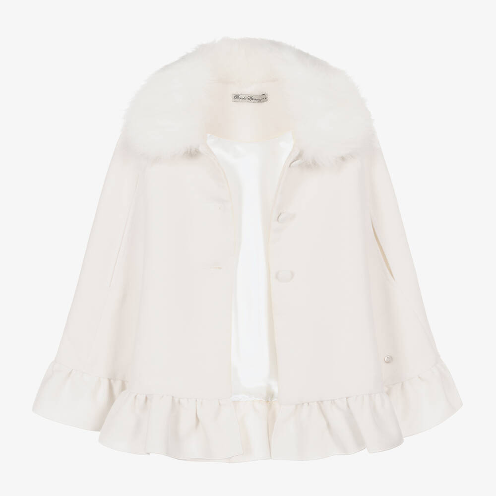 Piccola Speranza-Girls Ivory Felted Cape | Childrensalon Outlet