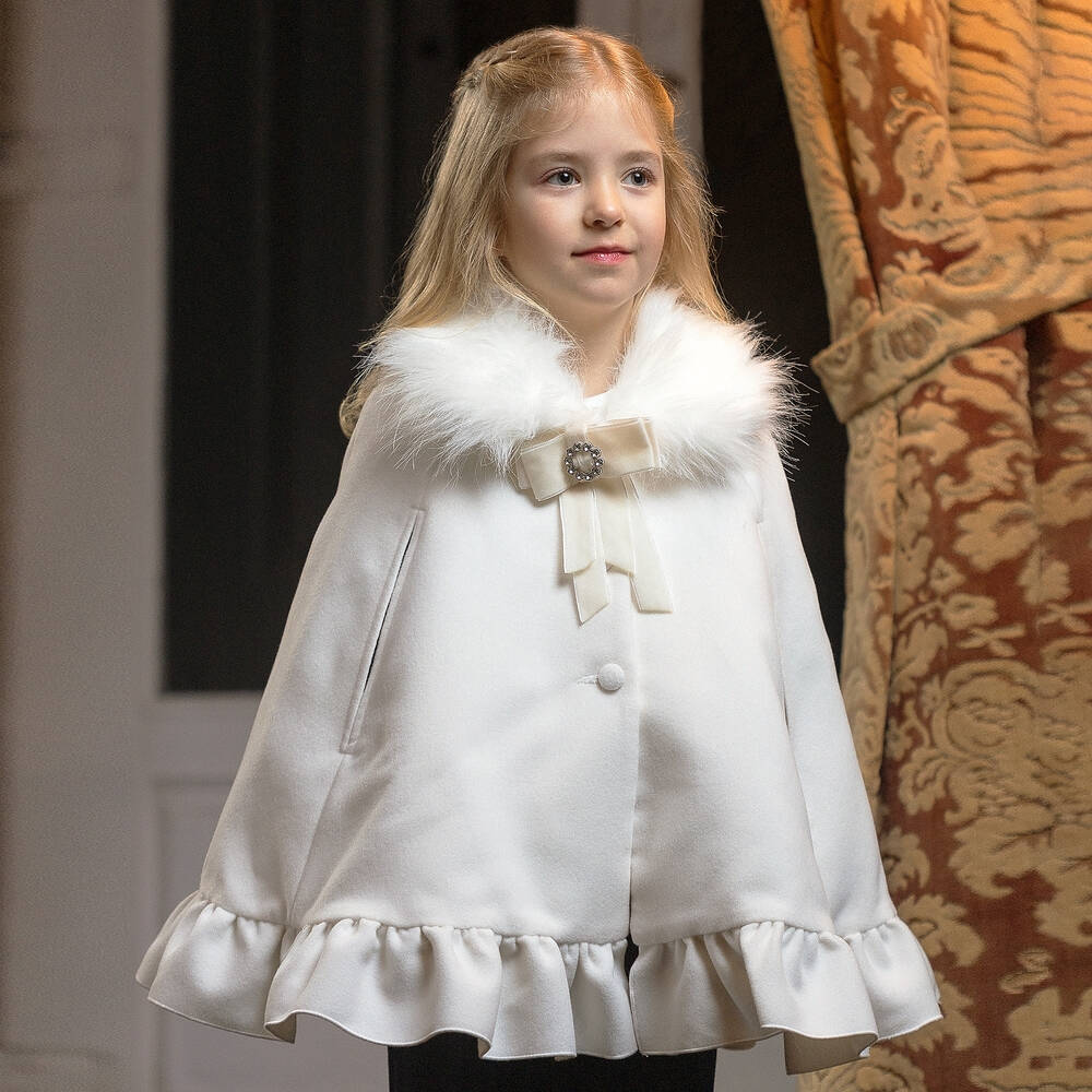 Piccola Speranza-Girls Ivory Felted Cape | Childrensalon Outlet