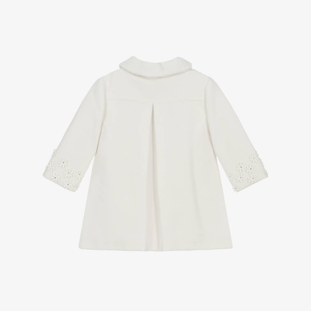 Piccola Speranza-Girls Ivory Felted Floral Coat | Childrensalon Outlet