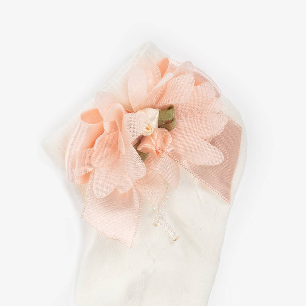 بيكولا سبيرانزا-جوارب عاجية مزينة بالورود للبنات | Childrensalon Outlet