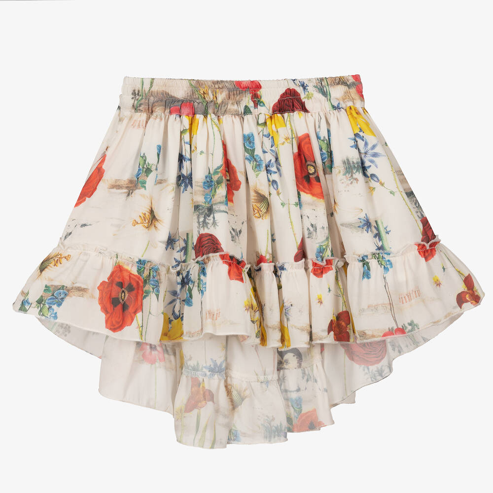 Piccola Speranza-Girls Ivory Floral Chiffon Skirt | Childrensalon Outlet