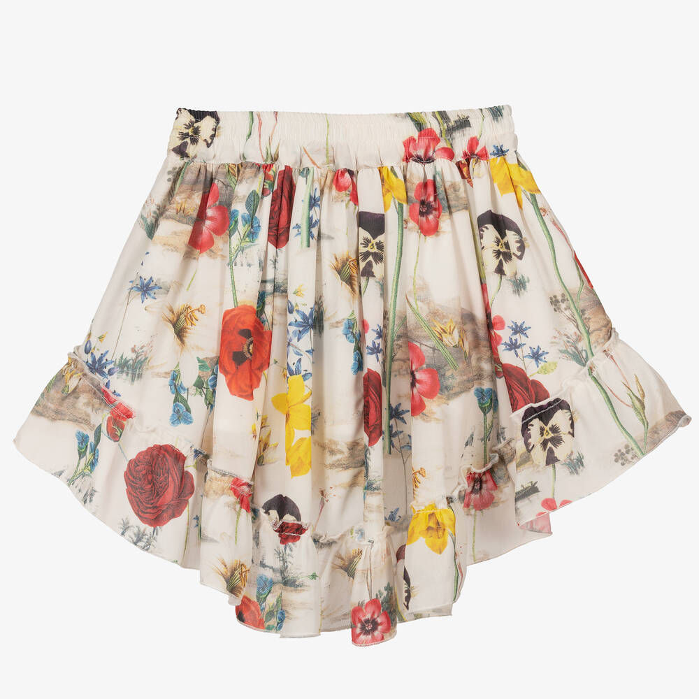 Piccola Speranza-تنورة شيفون لون عاجي بطبعة ورود | Childrensalon Outlet