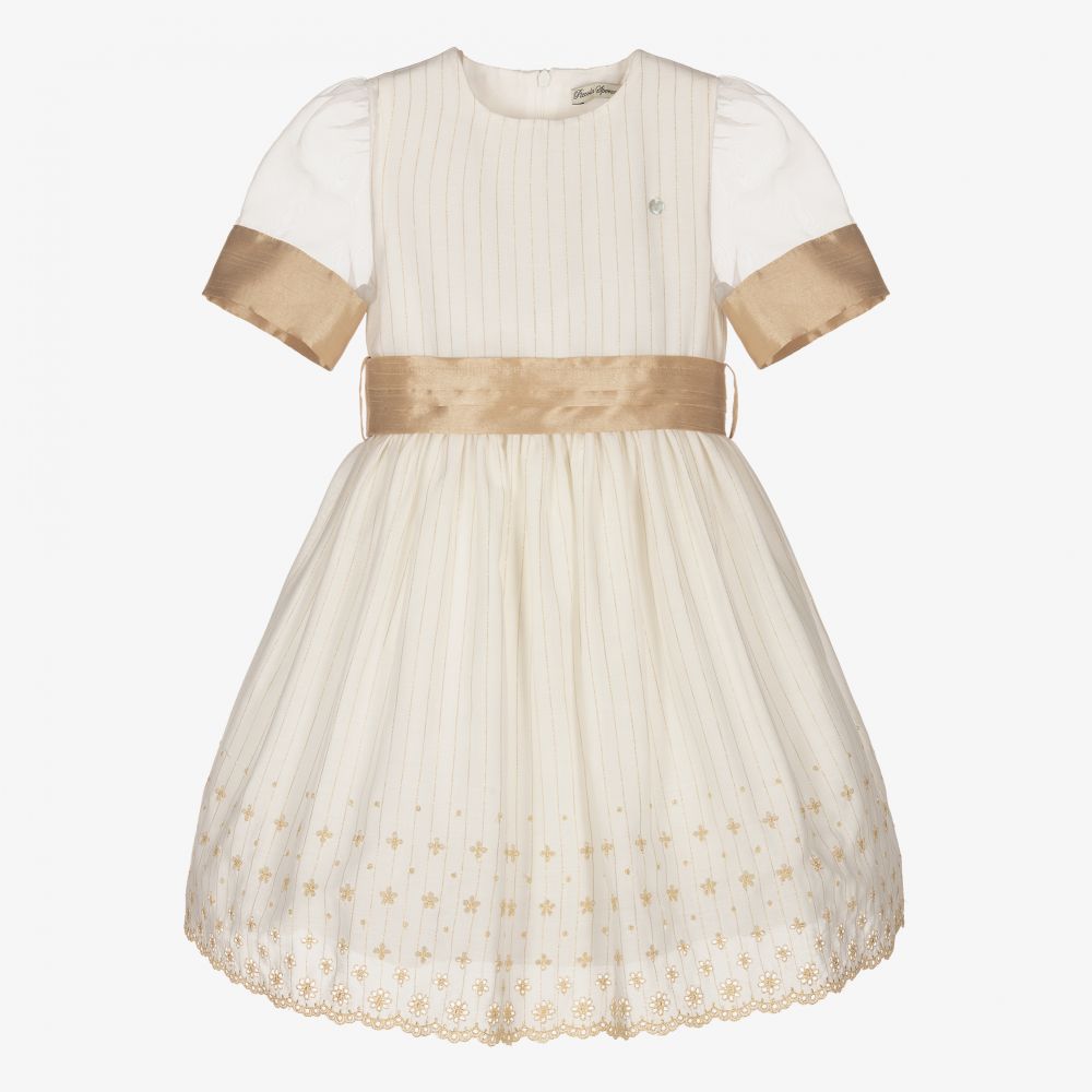Piccola Speranza - Girls Ivory & Gold Dress | Childrensalon
