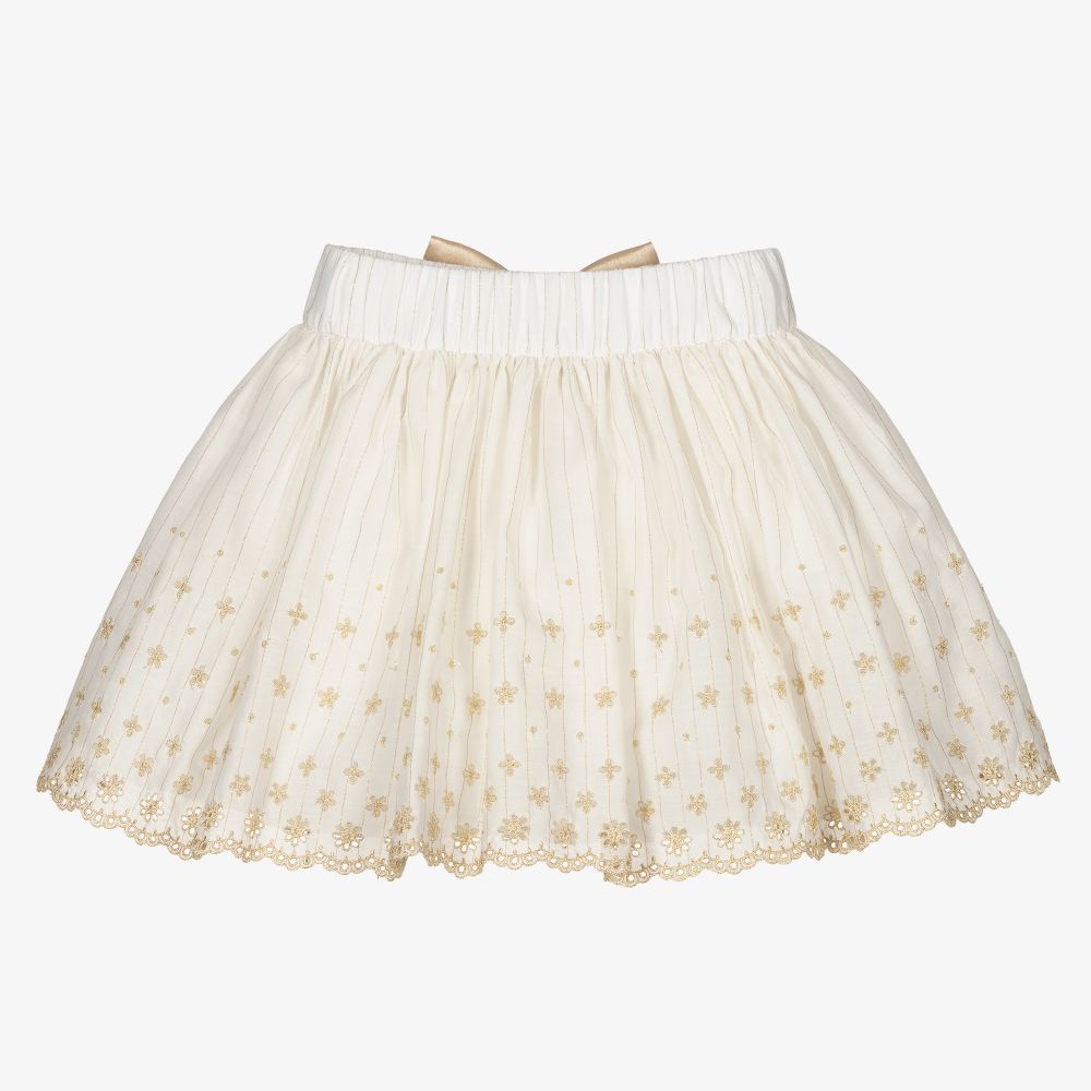 Piccola Speranza-Girls Ivory & Gold Skirt | Childrensalon Outlet