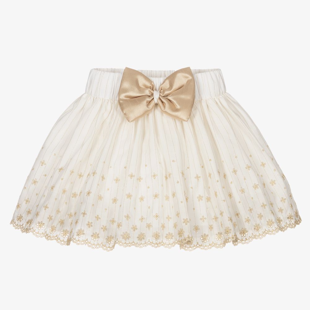 Piccola Speranza - Girls Ivory & Gold Skirt | Childrensalon