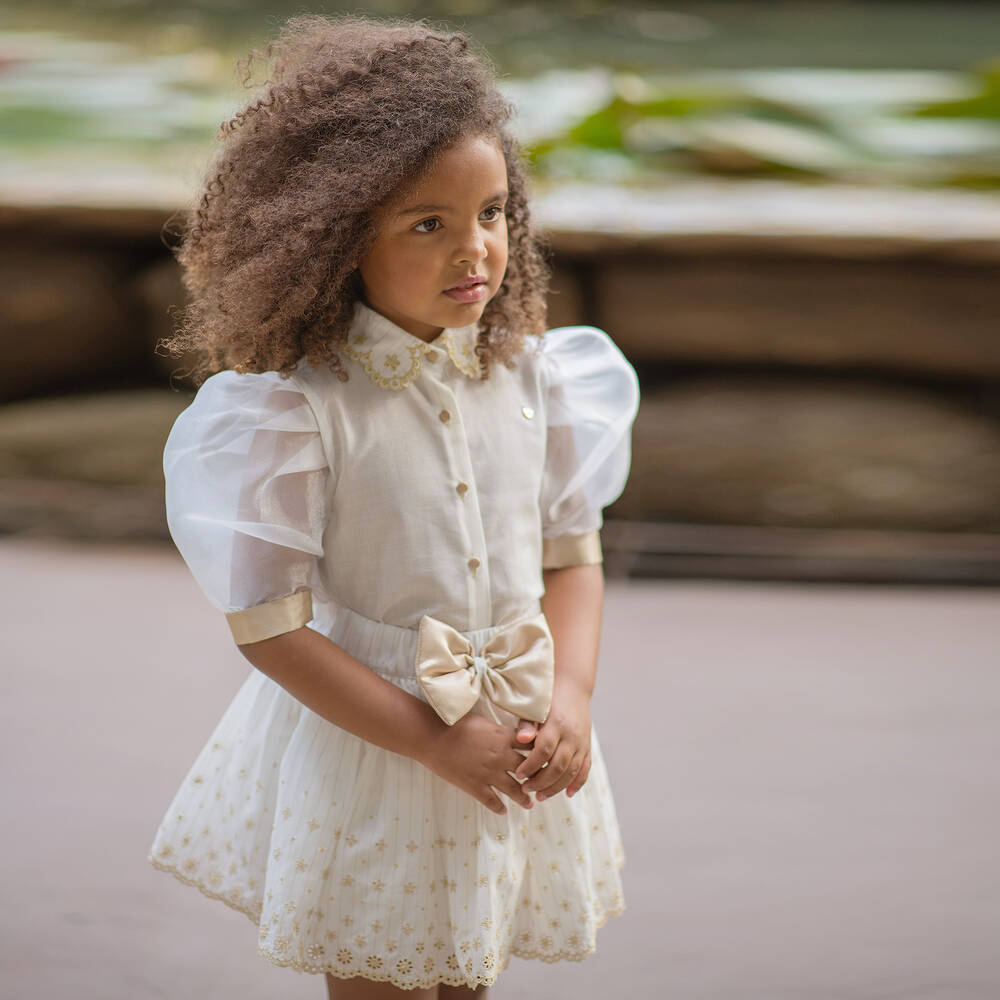 Piccola Speranza-Girls Ivory & Gold Skirt | Childrensalon Outlet