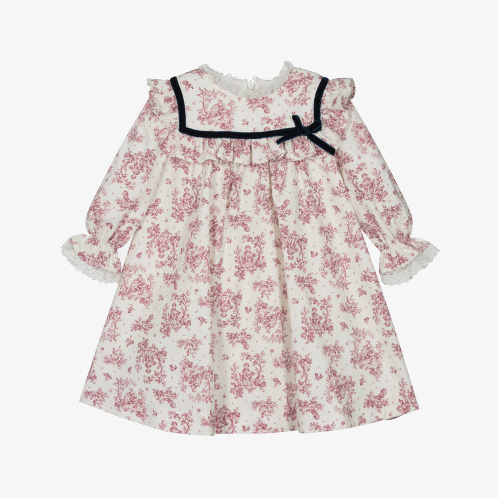 Piccola Speranza-فستان بناتي زهري عاجي من القطن بنقشة زهور | Childrensalon Outlet