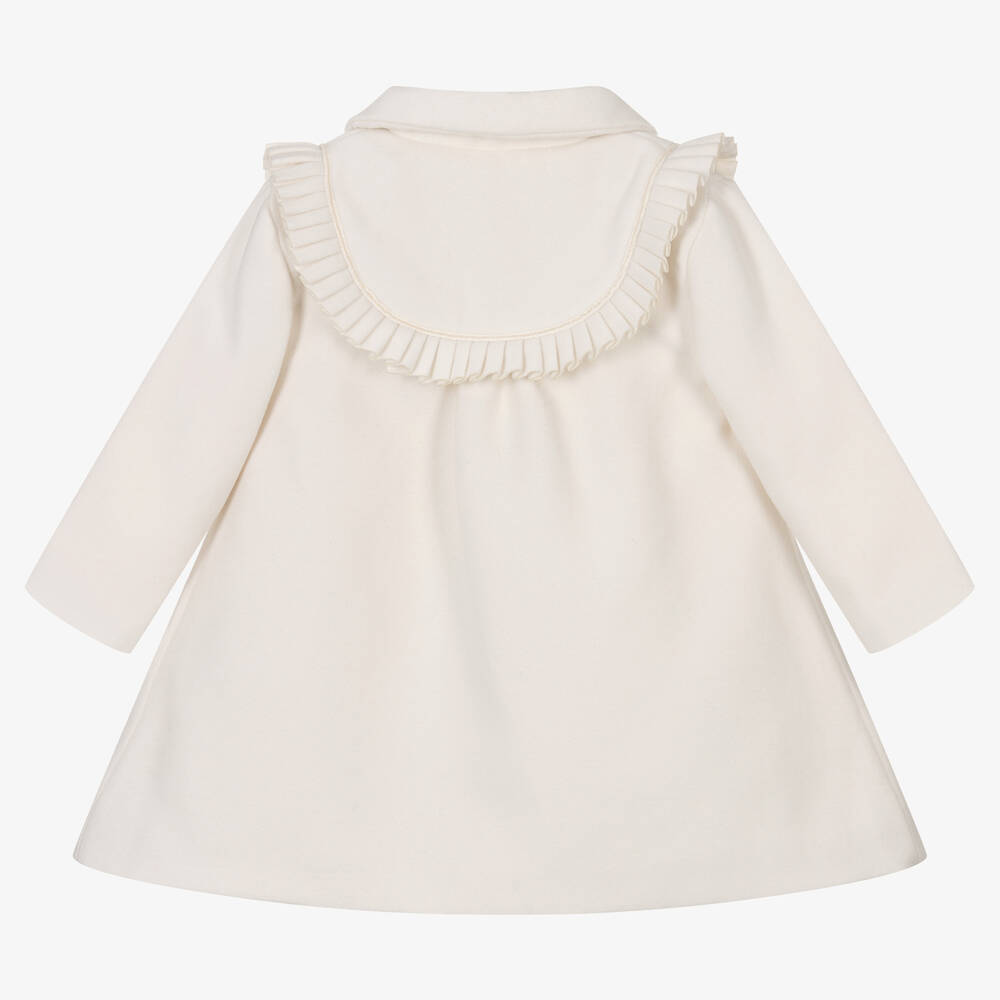 Piccola Speranza-Girls Ivory Traditional Pleated Coat | Childrensalon Outlet