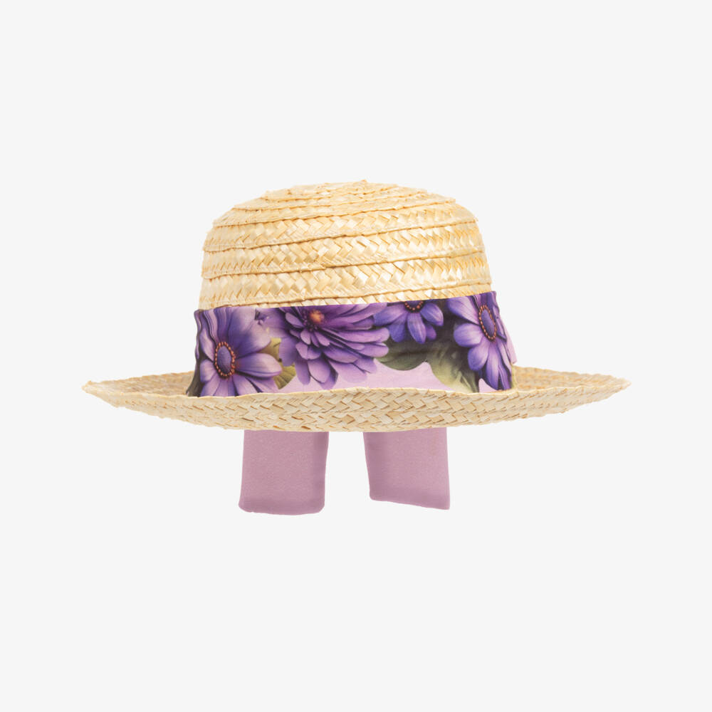 Piccola Speranza-Girls Lilac Bow Sun Hat | Childrensalon Outlet