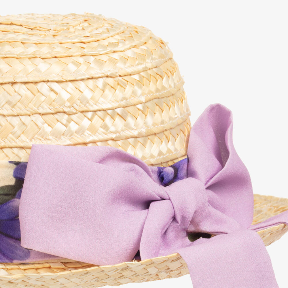 Piccola Speranza-Girls Lilac Bow Sun Hat | Childrensalon Outlet
