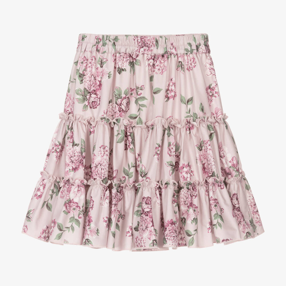 Piccola Speranza-Girls Lilac Floral Cotton Skirt | Childrensalon Outlet