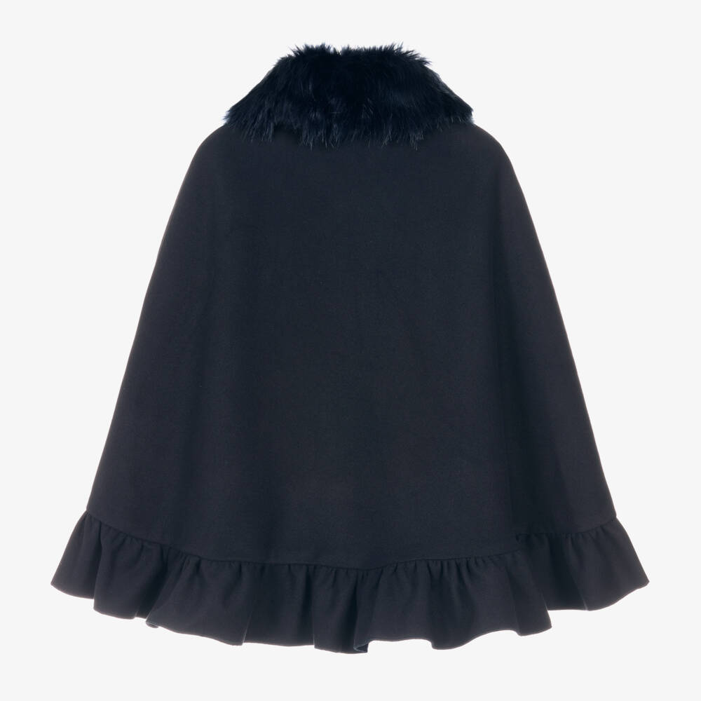 Piccola Speranza-Girls Midnight Woollen Cape | Childrensalon Outlet