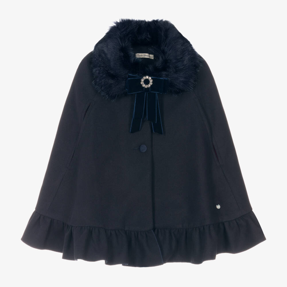 Piccola Speranza-Girls Midnight Woollen Cape | Childrensalon Outlet