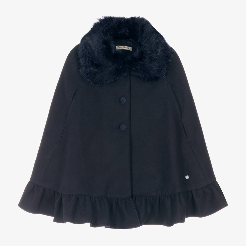 Piccola Speranza-Girls Midnight Woollen Cape | Childrensalon Outlet
