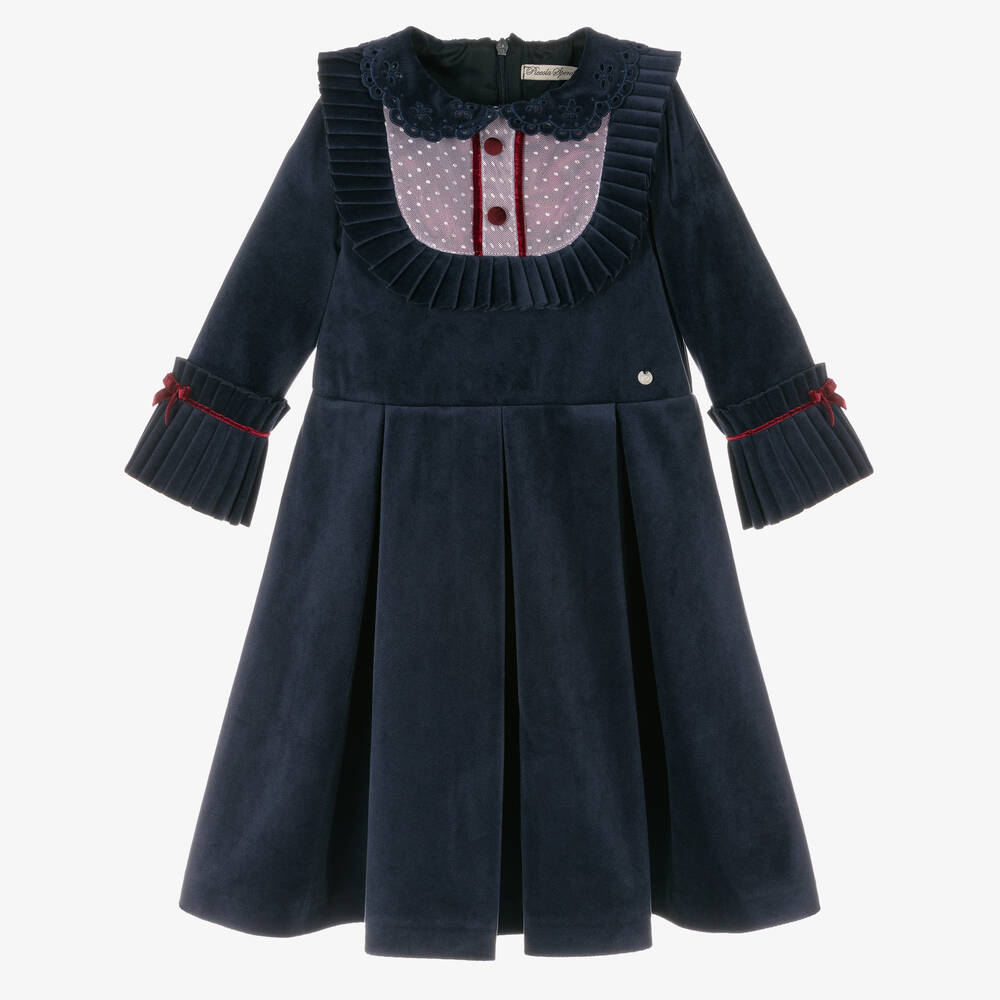 Piccola Speranza - Robe bleu marine en velours fille | Childrensalon