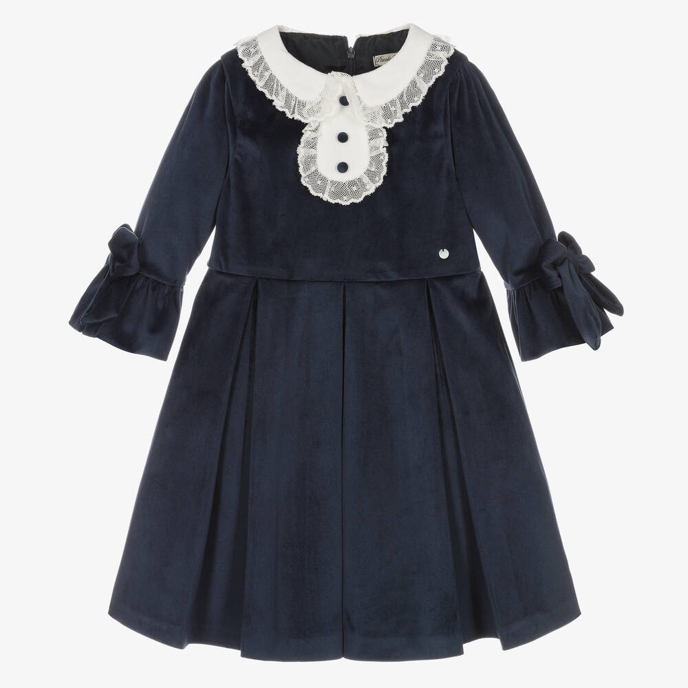 Piccola Speranza - Navyblaues Samtkleid für Mädchen | Childrensalon