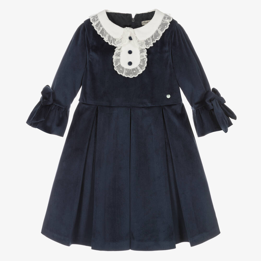 Piccola Speranza-فستان مخمل لون كحلي | Childrensalon Outlet