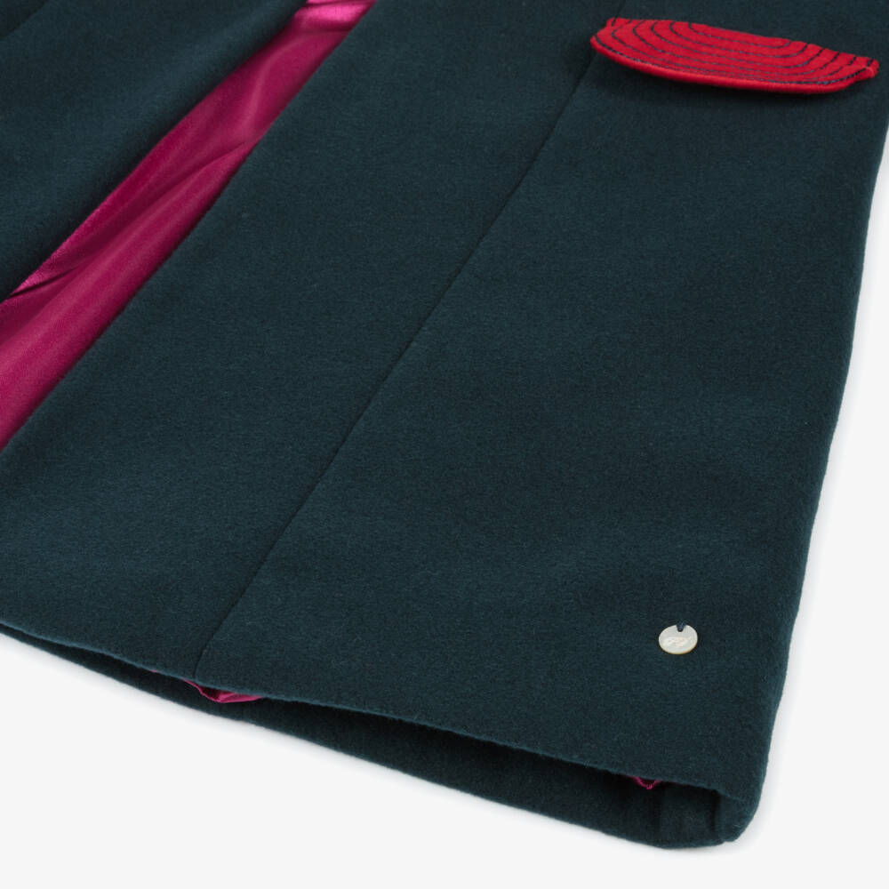 Piccola Speranza-Girls Navy Felt Coat & Bonnet Ensemble | Childrensalon Outlet