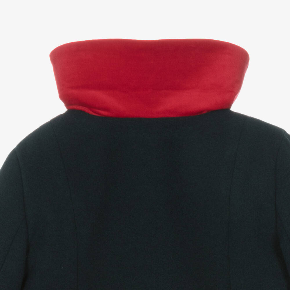 Piccola Speranza-Girls Navy Felt Coat & Bonnet Ensemble | Childrensalon Outlet