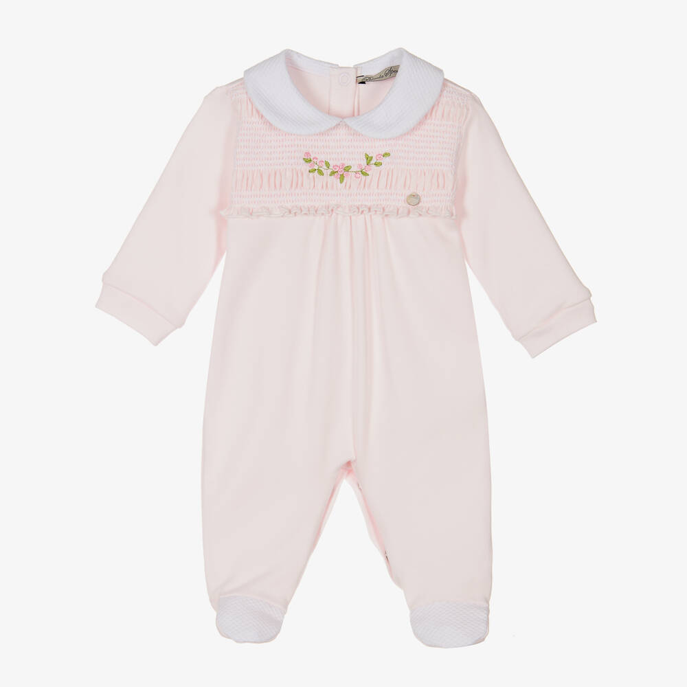 Piccola Speranza-Girls Organic Cotton Pink Sleepsuit | Childrensalon Outlet
