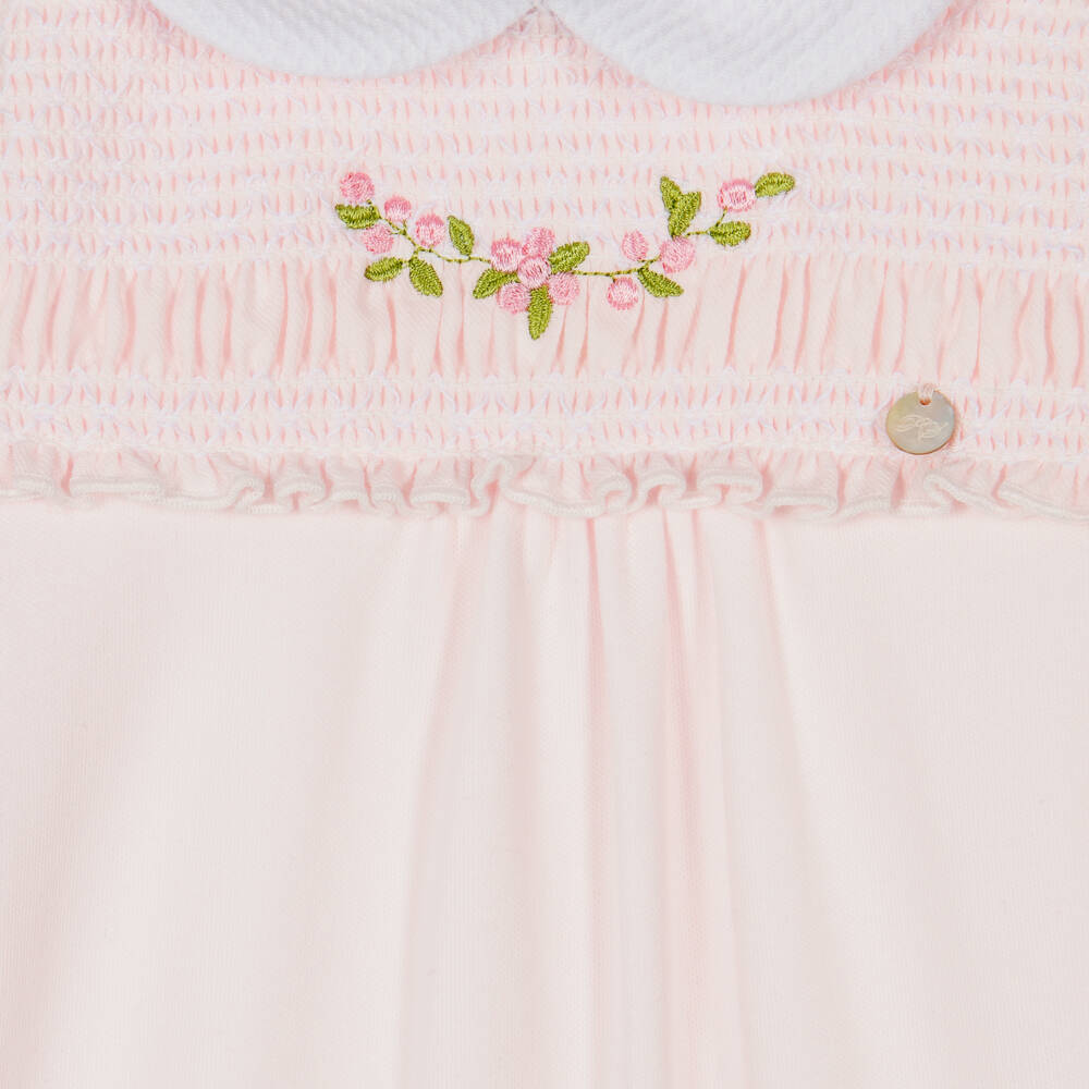 Piccola Speranza-Girls Organic Cotton Pink Sleepsuit | Childrensalon Outlet