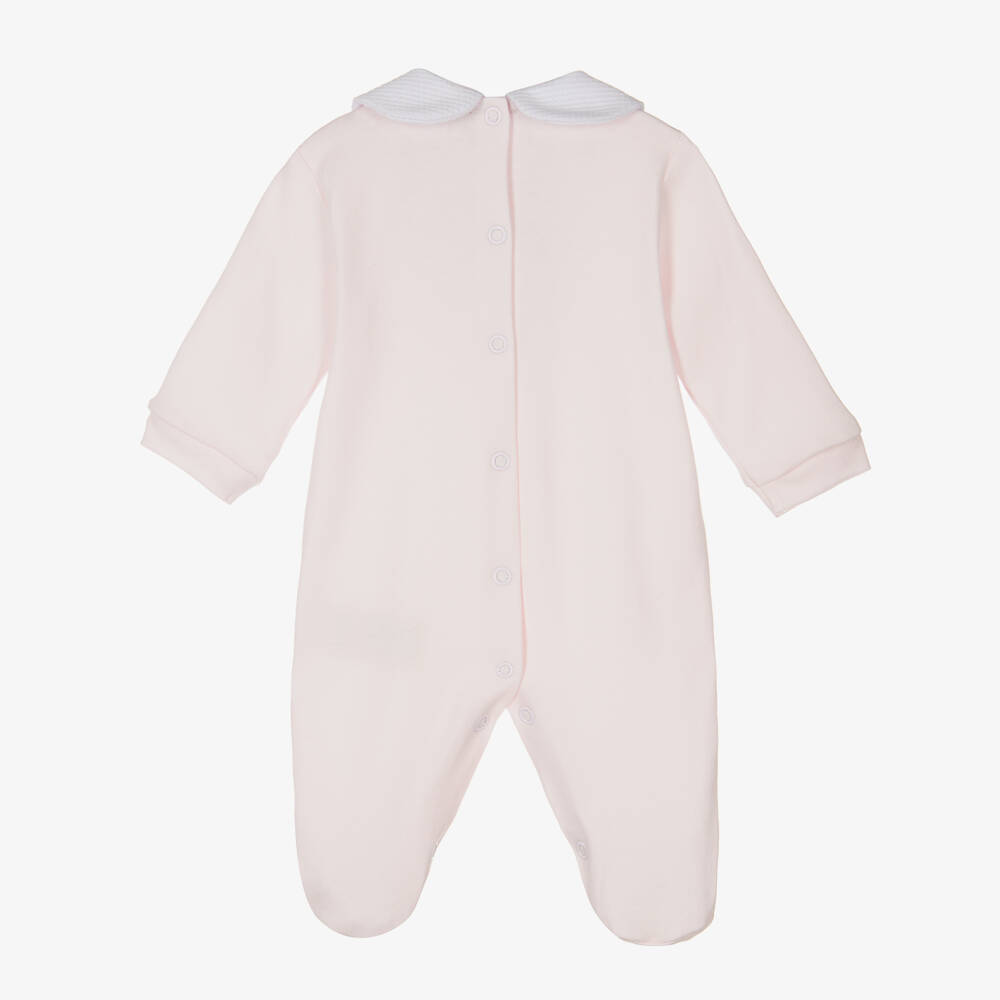 Piccola Speranza-Girls Organic Cotton Pink Sleepsuit | Childrensalon Outlet