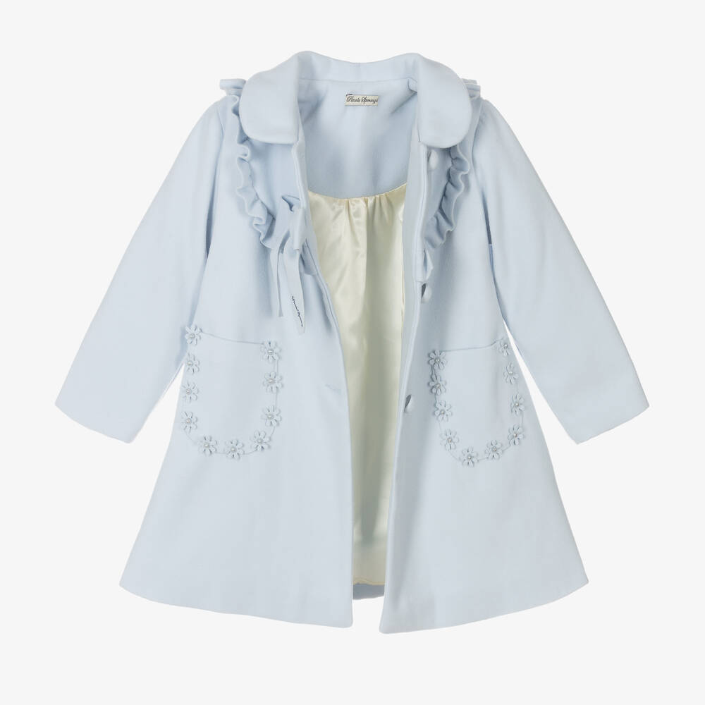 Piccola Speranza-Голубое пальто с бантом для девочек | Childrensalon Outlet