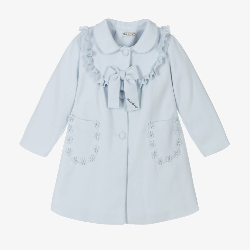 Piccola Speranza - Manteau bleu pâle à nœud fille | Childrensalon