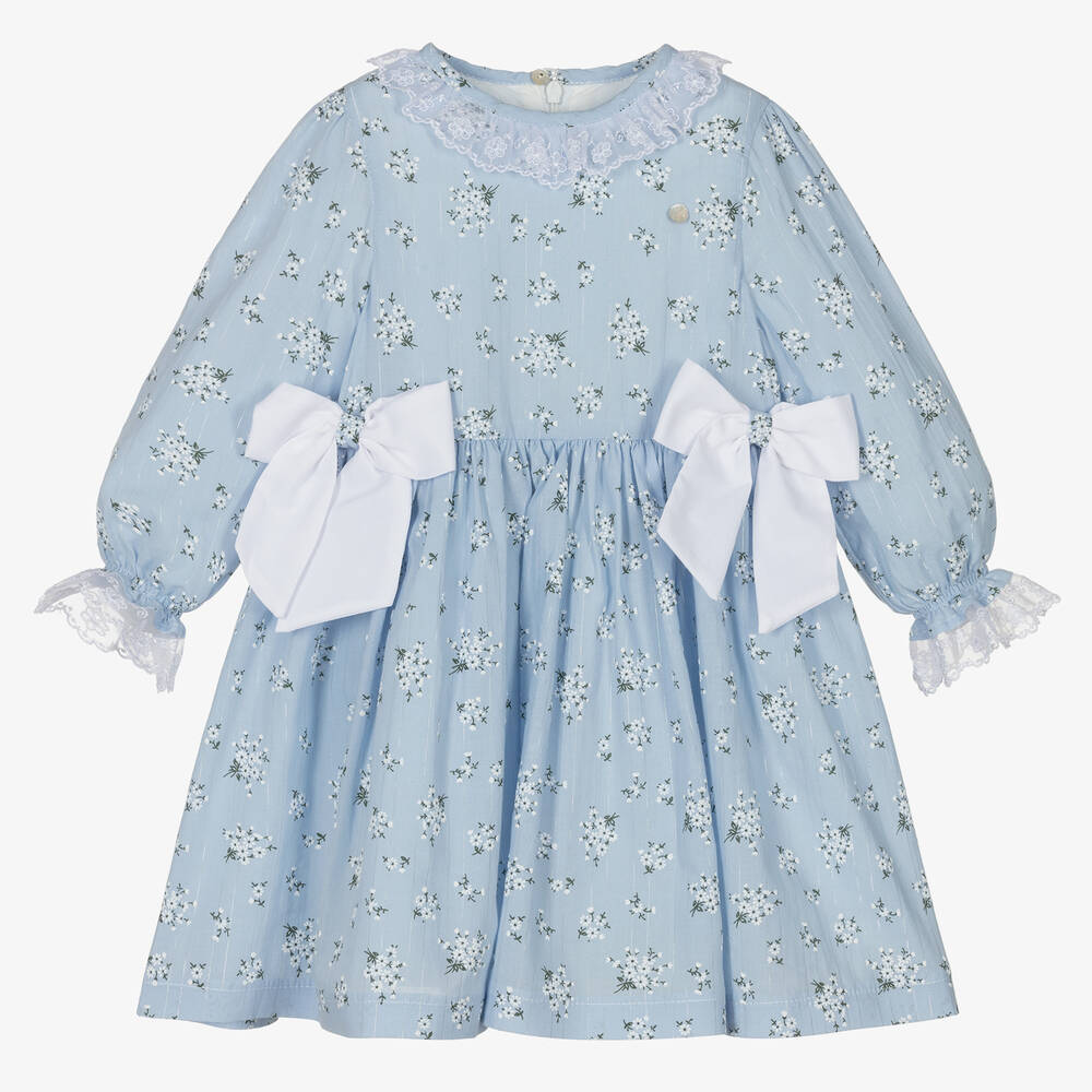 Piccola Speranza-Голубое хлопковое платье в цветочек | Childrensalon Outlet