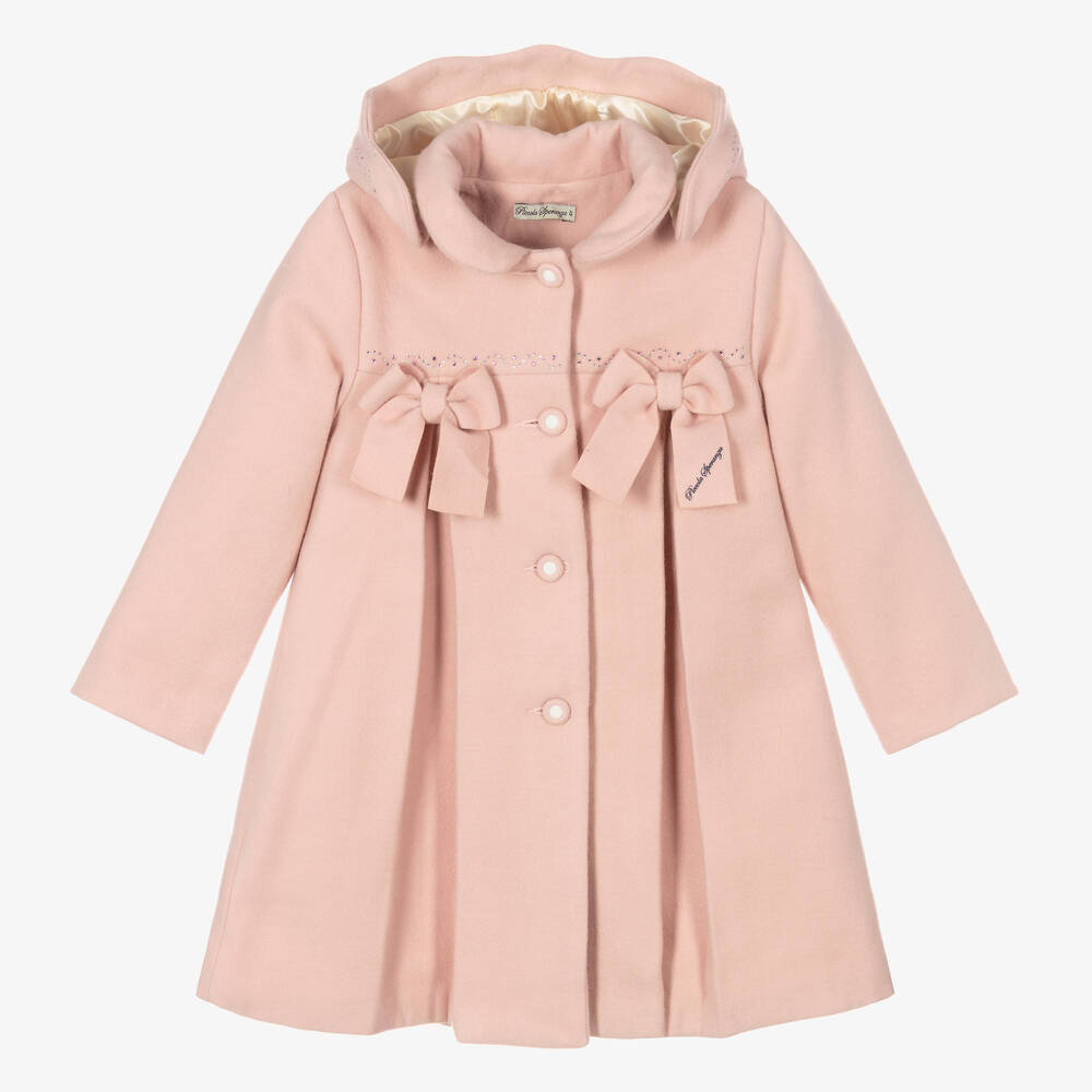 Piccola Speranza - Girls Pale Pink Bow Coat | Childrensalon