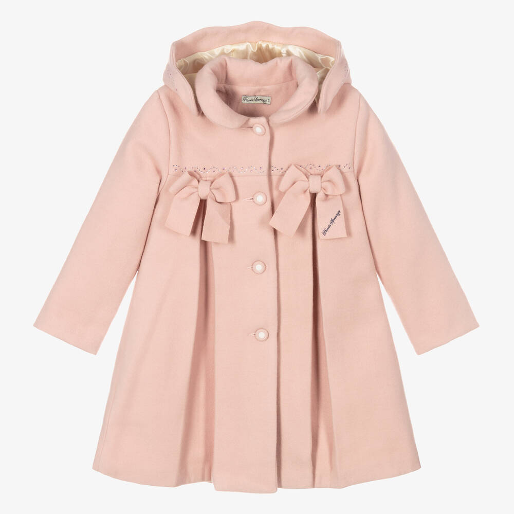 Piccola Speranza-Girls Pale Pink Bow Coat | Childrensalon Outlet