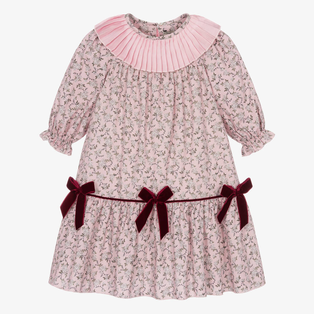 Piccola Speranza - Girls Pale Pink Floral Print Cotton Dress | Childrensalon