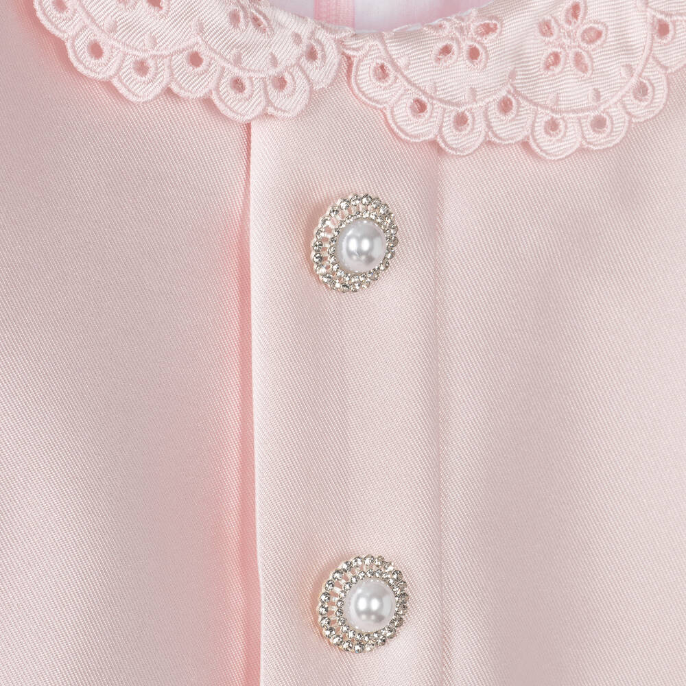 Piccola Speranza-فستان بياقة ساتان تويل لون زهري فاتح | Childrensalon Outlet