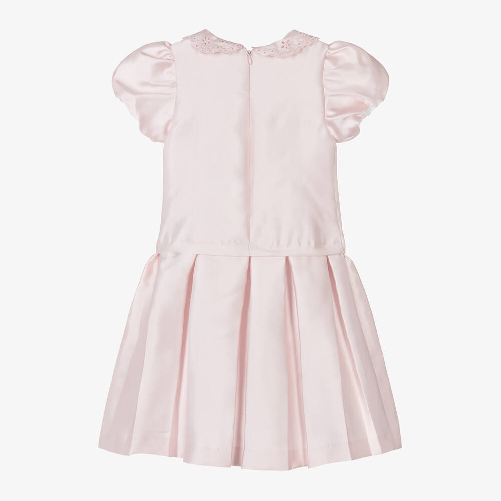 Piccola Speranza-فستان بياقة ساتان تويل لون زهري فاتح | Childrensalon Outlet