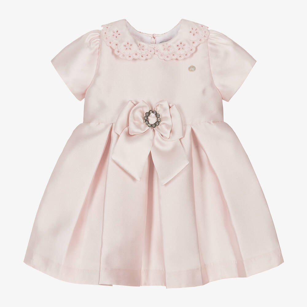 Piccola Speranza-Girls Pale Pink Satin Collared Dress | Childrensalon Outlet