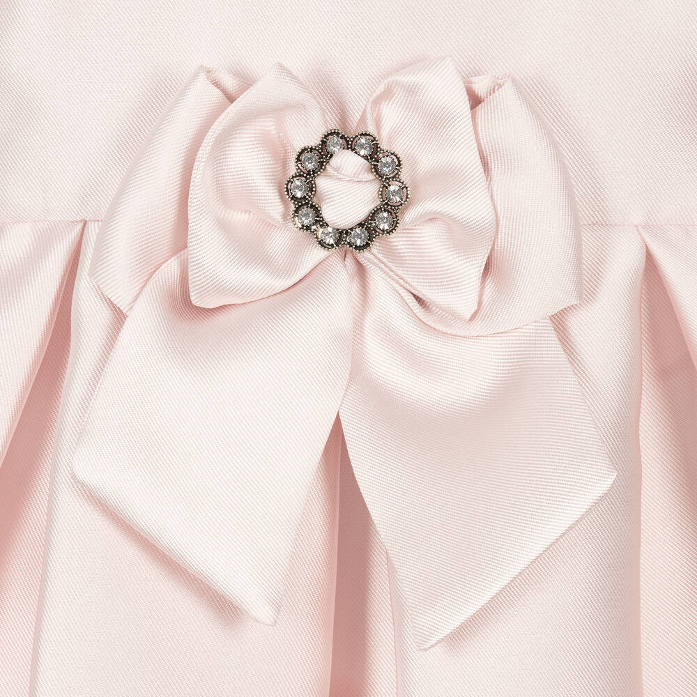 Piccola Speranza-فستان بياقة أطفال بناتي ساتان تويل لون زهري | Childrensalon Outlet