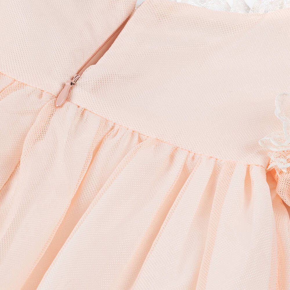 Piccola Speranza-Girls Pastel Pink Lace-Trimmed Dress | Childrensalon Outlet