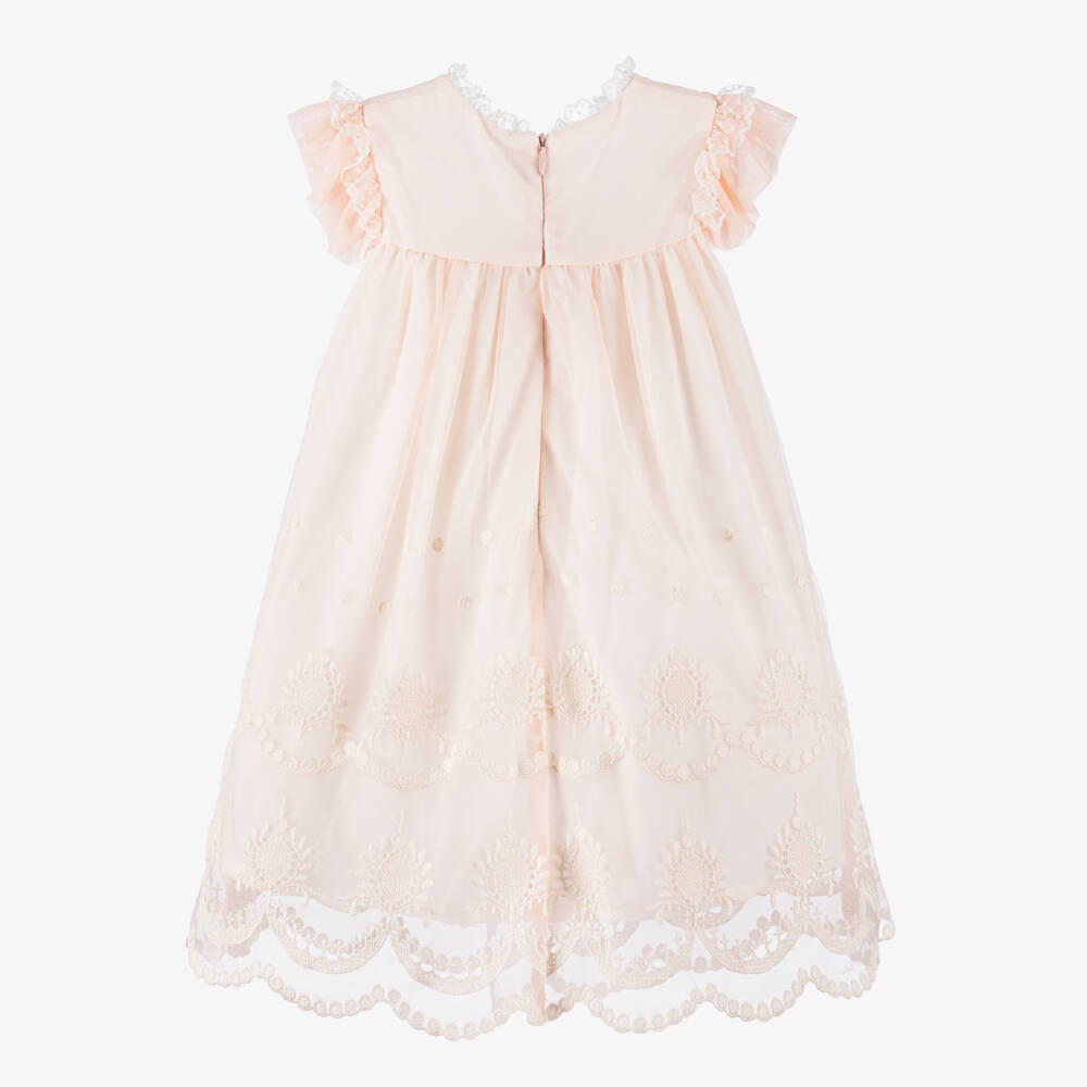 Piccola Speranza-Girls Pastel Pink Lace-Trimmed Dress | Childrensalon Outlet