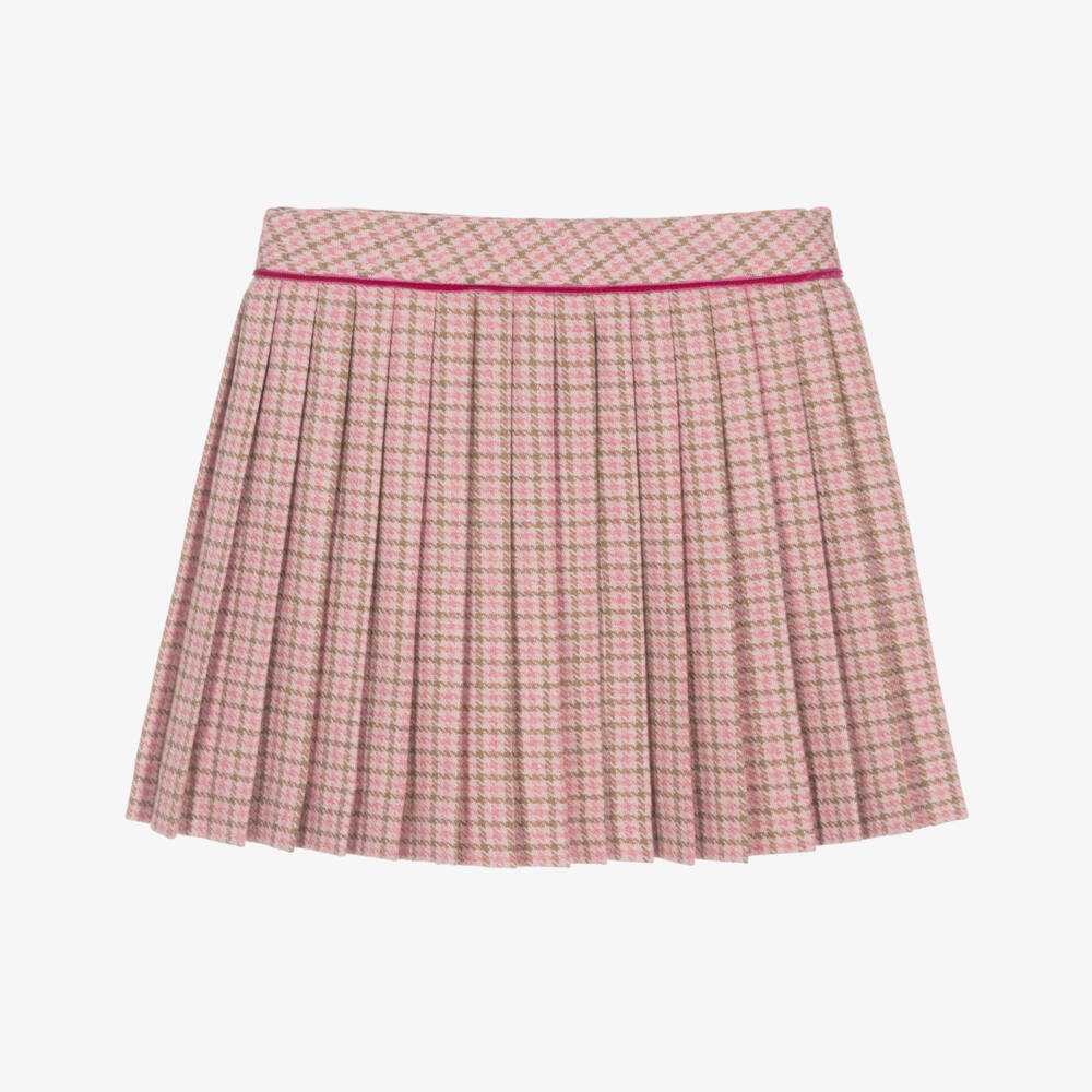Piccola Speranza-تنورة وردية من الصوف بنقشة هوندستوث للبنات | Childrensalon Outlet