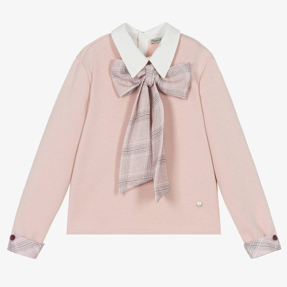 Piccola Speranza - Girls Pink Bow Sweatshirt | Childrensalon
