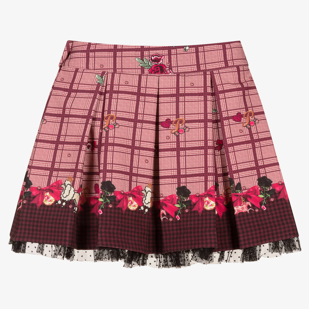 Piccola Speranza-Girls Pink Check Bows Skirt | Childrensalon Outlet