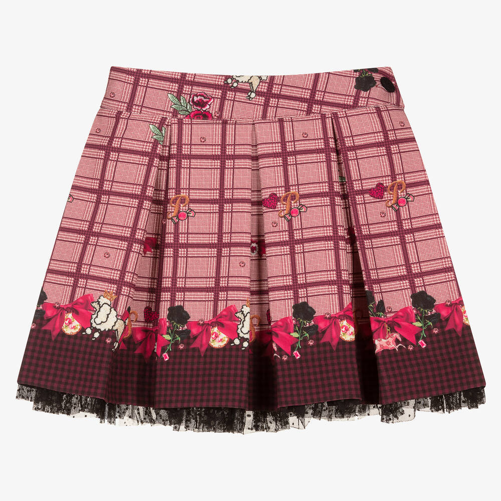 Piccola Speranza - Girls Pink Check Bows Skirt | Childrensalon