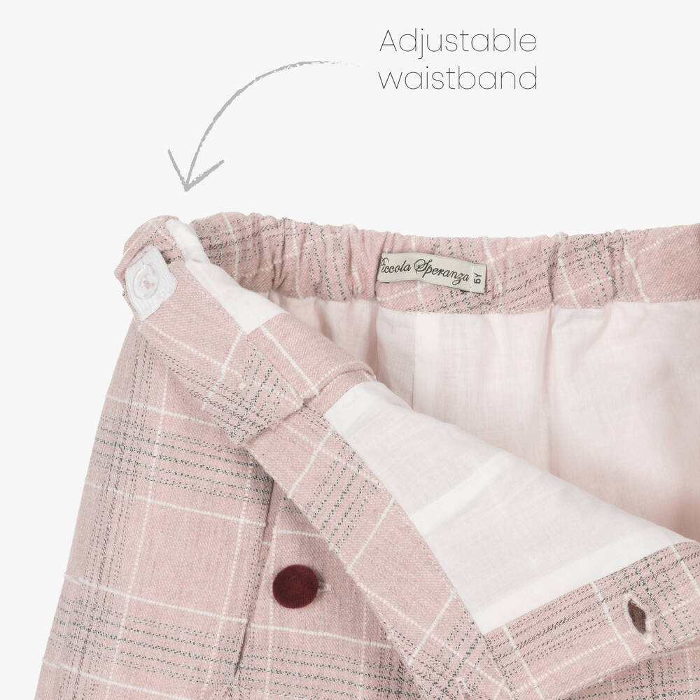 Piccola Speranza-بنطلون قطن لون زهري كاروهات للبنات | Childrensalon Outlet