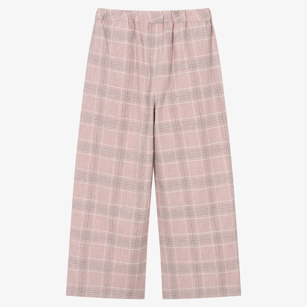 Piccola Speranza-بنطلون قطن لون زهري كاروهات للبنات | Childrensalon Outlet